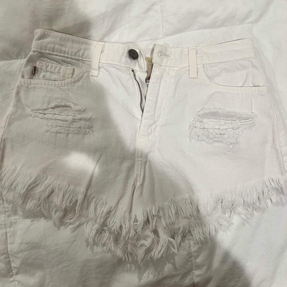 White denim shorts